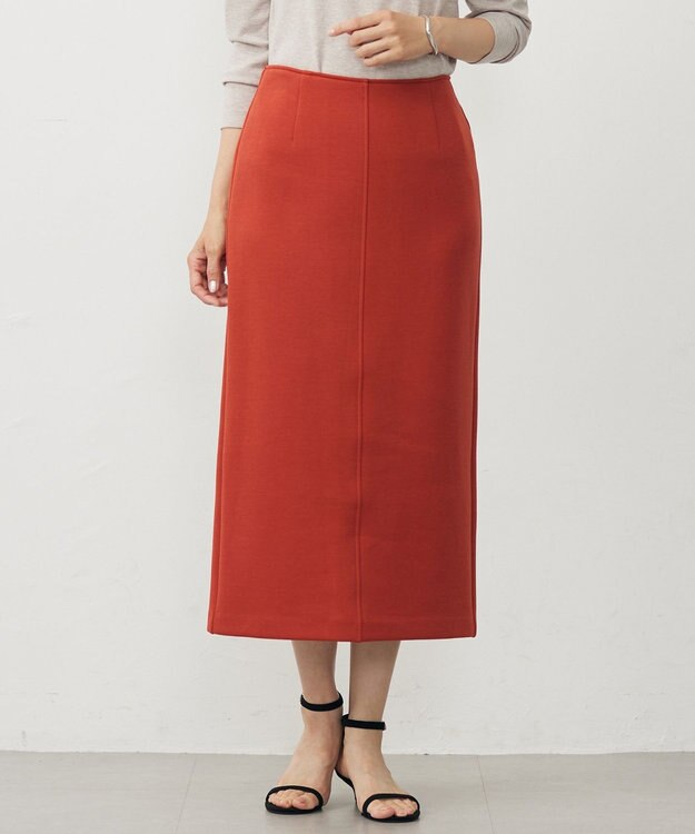 J.PRESS LADIES S ダンボールジャージー ナロー スカート オレンジ系