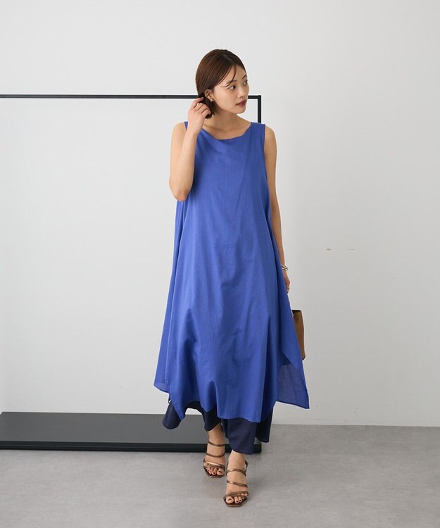 CRAFT STANDARD BOUTIQUE インド綿混フレアワンピース Blue