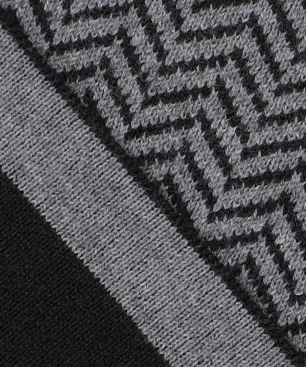 自由区 L 【WEB限定・マルチウェイ・洗える】ヘリンボーン柄リバーシブルニット セットアップ ブラック×グレー柄