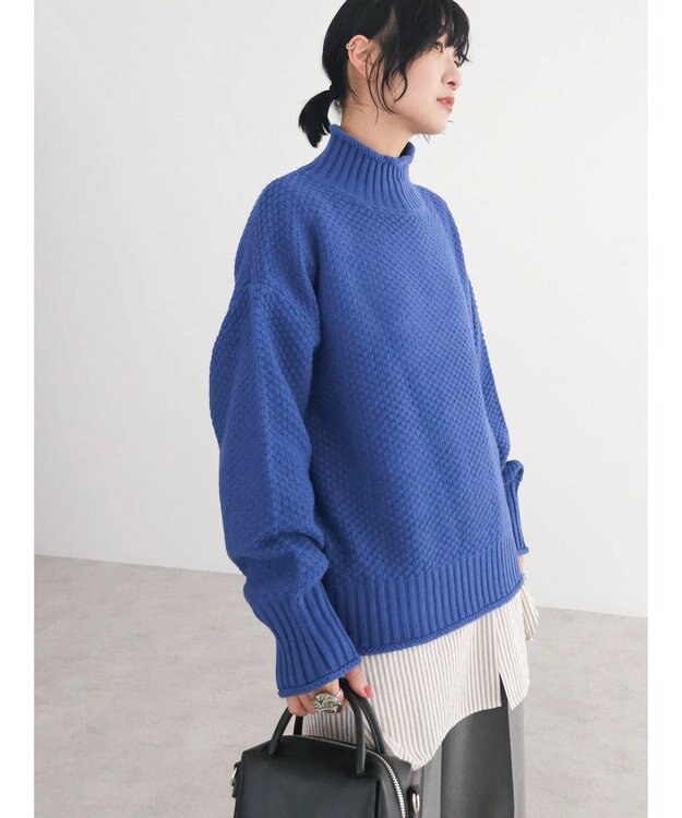 Green Parks 洗える　カノコ編みニットプルオーバー Blue