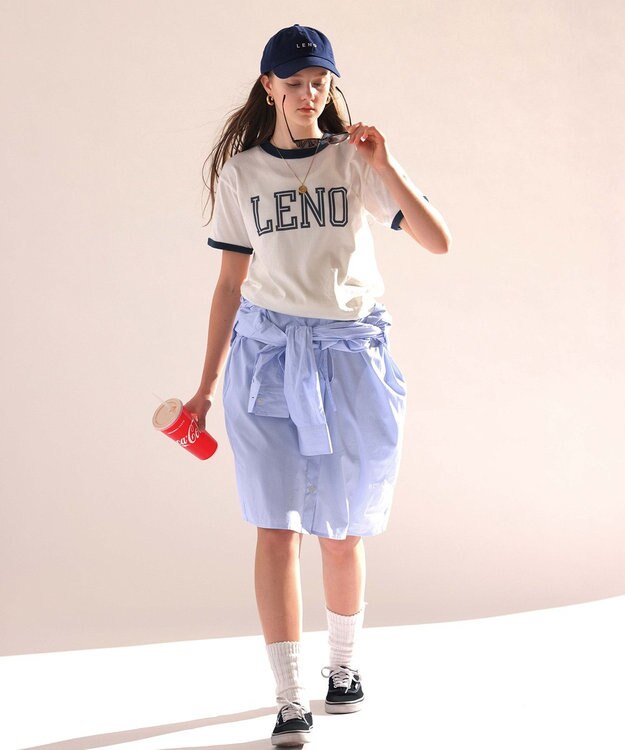 LENO RINGER T-SHIRT / リンガーTシャツ WHITE×NAVY