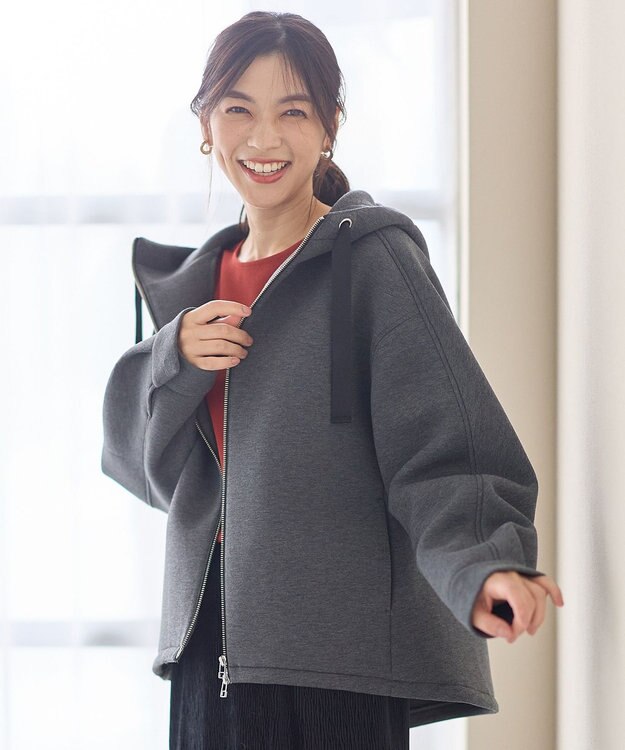 ANY L ダンボールＷジップパーカー チャコール