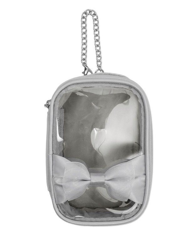 WEGO 【痛バ＆推し活グッズ】ダブルリボンサテンぬいポーチ シルバー