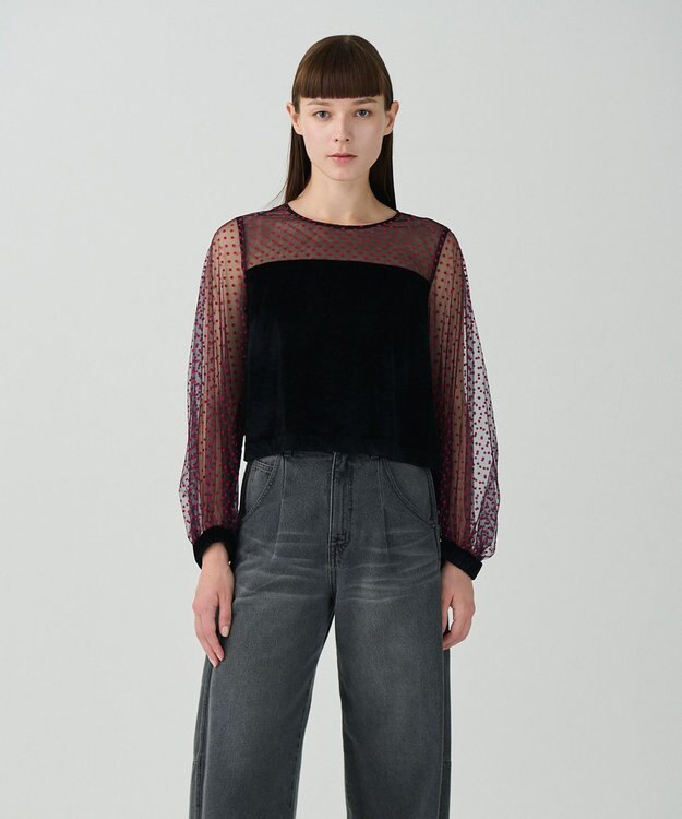 GRACE CONTINENTAL フロッキーチュールコンビトップ ブラック