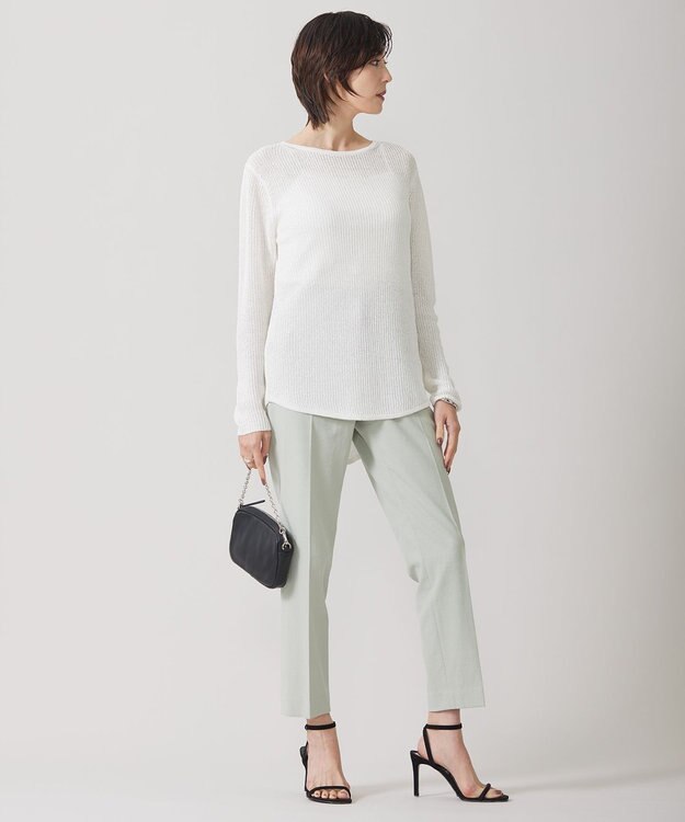 ICB 【洗える】 ペーパーブレンドシャインニット プルオーバー オフホワイト系