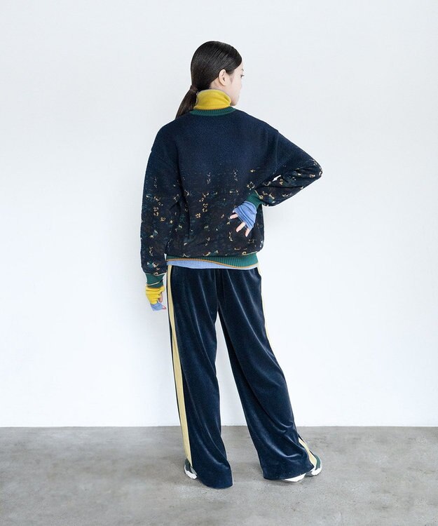 COQ FOREST MEMORY 花柄プルオーバーニット ネイビー