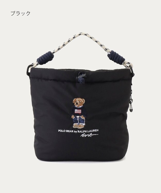 MOONBAT POLO RALPH LAUREN(ポロ ラルフローレン) FLAG BEAR ポロベア ショルダー レインバッグ 無地 刺繍 傘袋 ブラック