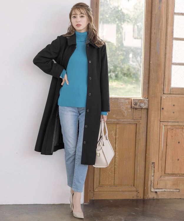 Tiaclasse 【ウール90％】ステンカラープリンセスウールコート ブラック