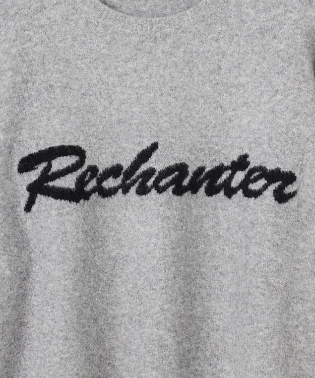 UNFILO ふわふわニット ロゴジャガード グレー×ブラックロゴ