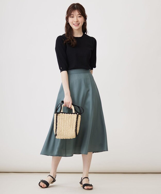 ANY SIS S 【接触冷感 ・UVケア】シアースリーブ ニット ブラック