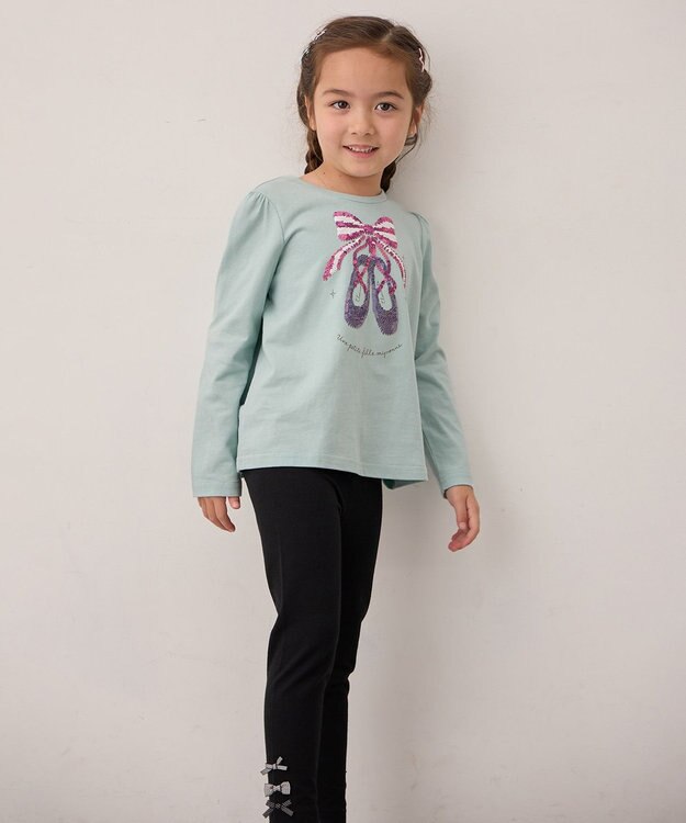 ANY KIDS ミラクルスパンコール 長袖Tシャツ ミント×バレエ