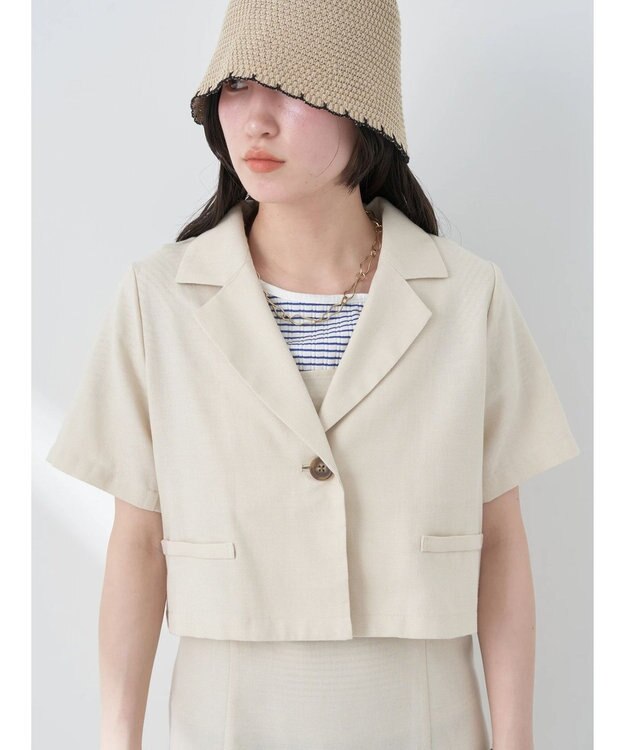 earth music&ecology リサイクルポリエステルブレンドショートシャツ Light Beige