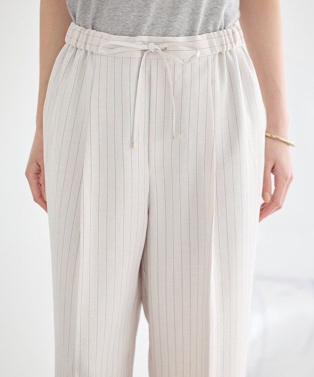 earth music&ecology 【セットアップ対応】リネンライクリラックスパンツ Stripe Ivory