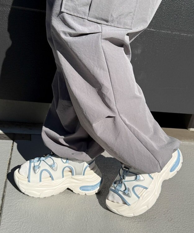 WEGO 【SMLXLサイズ展開】クリアライトソールレースアップサンダル サックス