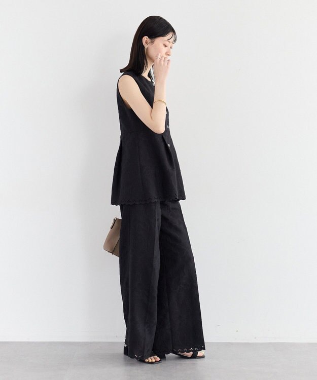 YECCA VECCA 刺繍ペプラムジレ Black