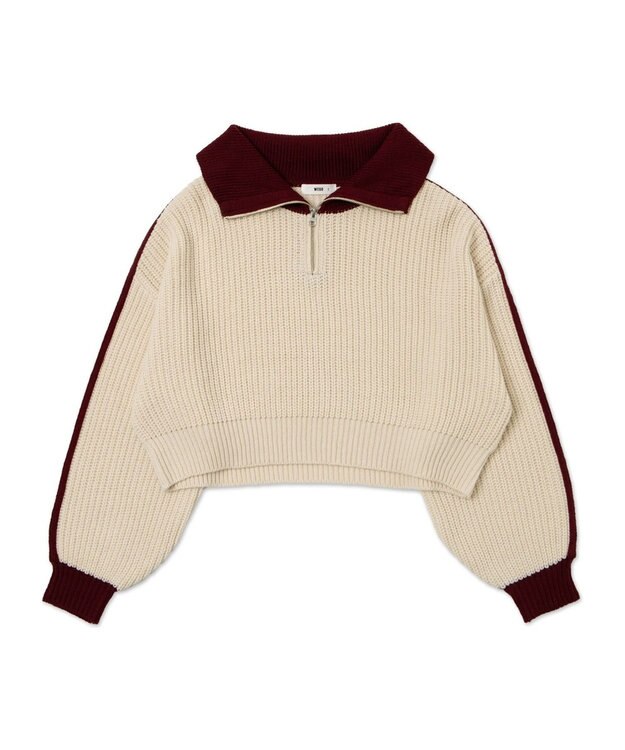 WEGO ハーフジップニットプルオーバー ワイン