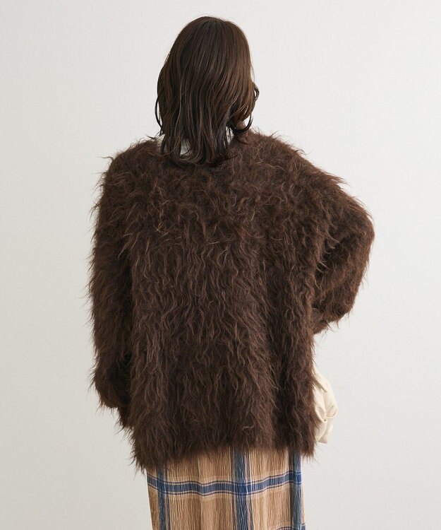 Green Parks ・ｓｗｉｎｇ　ｂｙ　２ｗａｙロング起毛カーディガ Brown