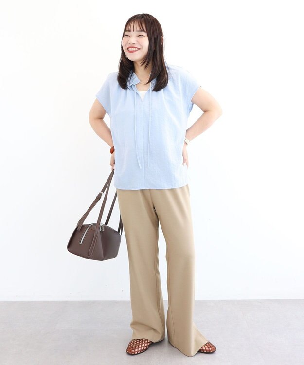 Green Parks 衿フリルブラウス Blue
