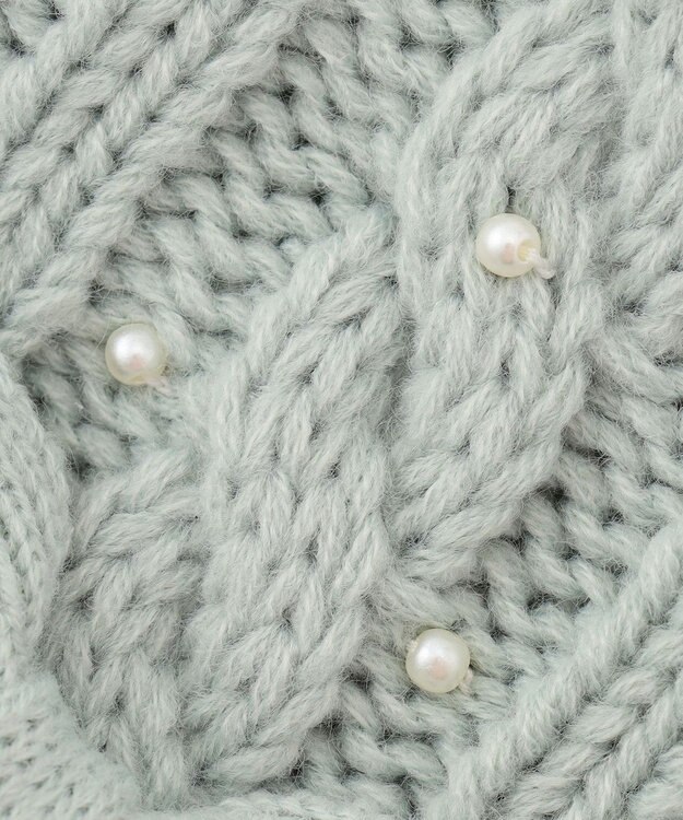 ANY KIDS ポンポン付き ケーブル マフラー ミント