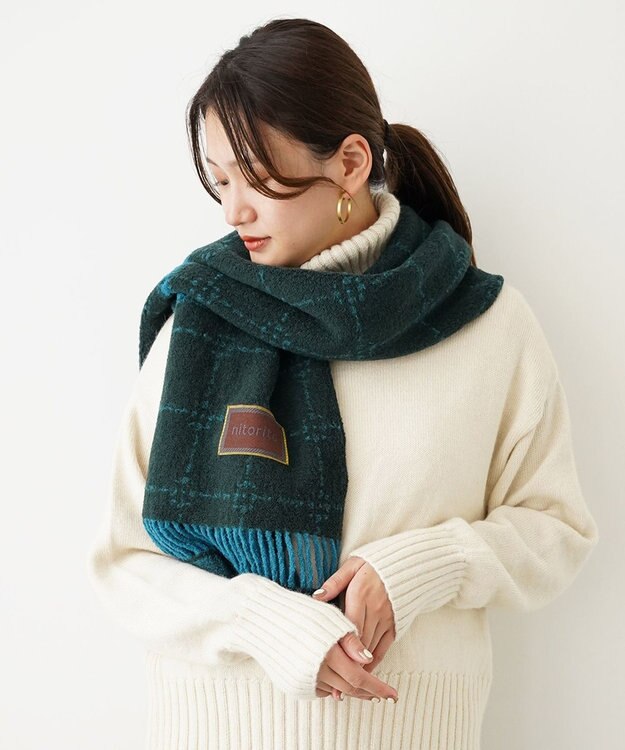 nitorito 【UNISEX】stamp チェック柄 3WAY ストール green