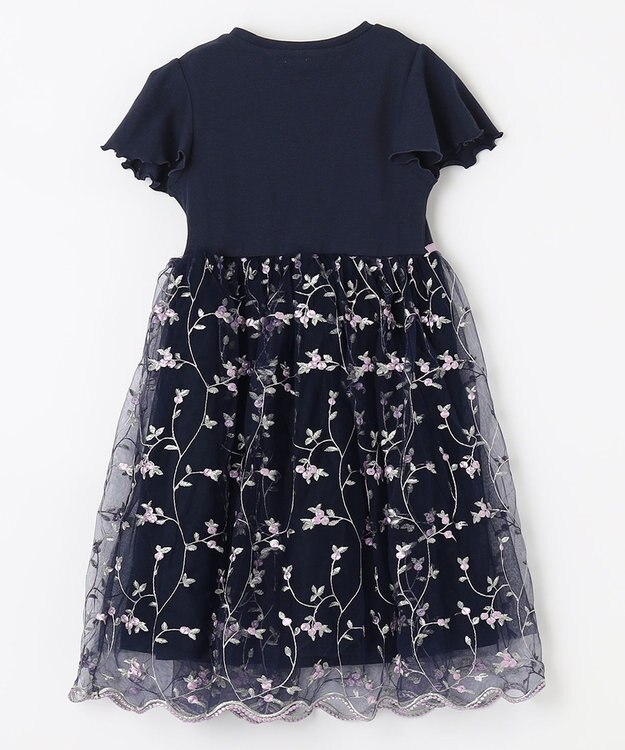 ANY KIDS 刺繍チュールガーリー ワンピース ネイビー