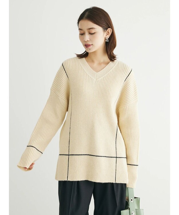 Green Parks ・Ｐｅｔｉｔ　Ｆｌｅｕｒ　Ｖネックラインニットチュニック Ivory