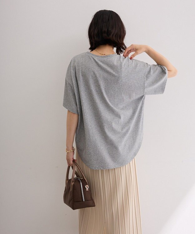 Green Parks 裾ラウンド機能ロゴTシャツ Gray Mixture