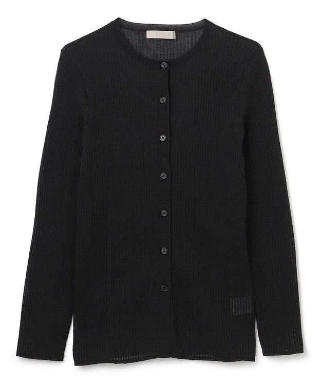 UNFILO シアーリブ ニットカーディガン ブラック