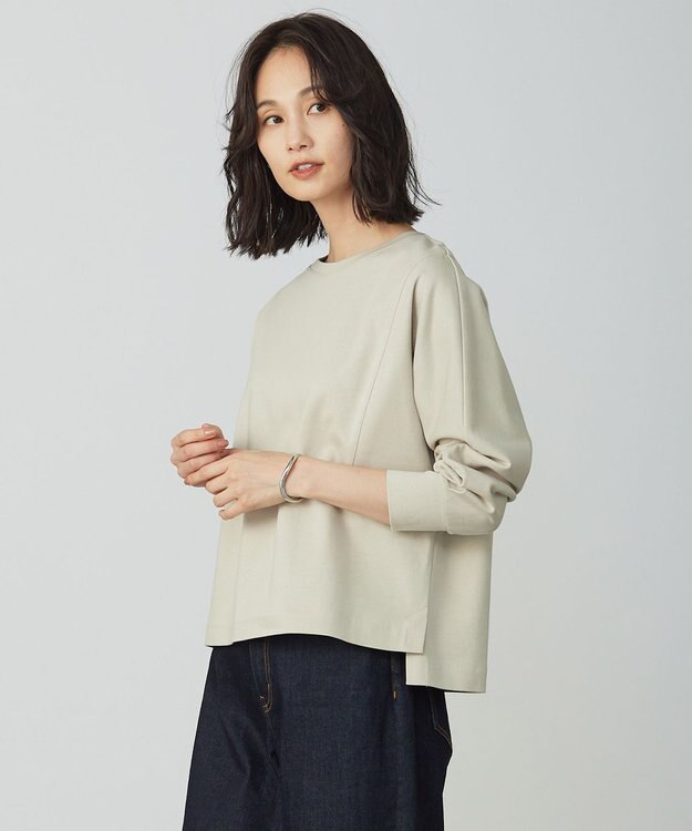 J.PRESS LADIES ポンチ ボートネック カットソー ベージュ系