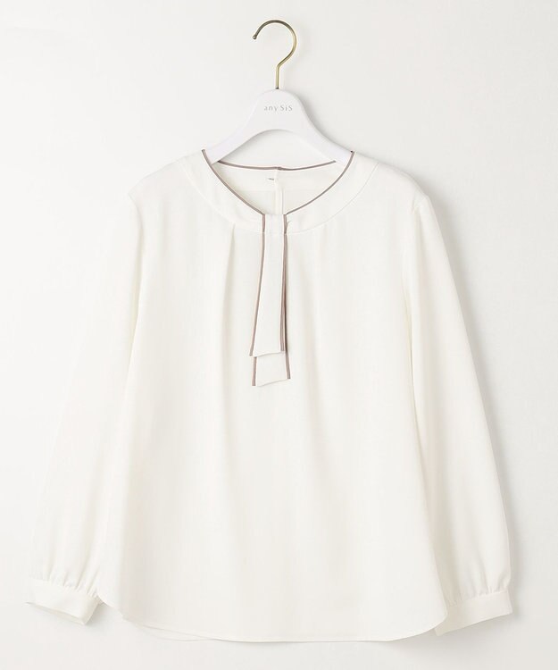 ANY SIS S 【洗える】フロントボウタイ ブラウス オフ