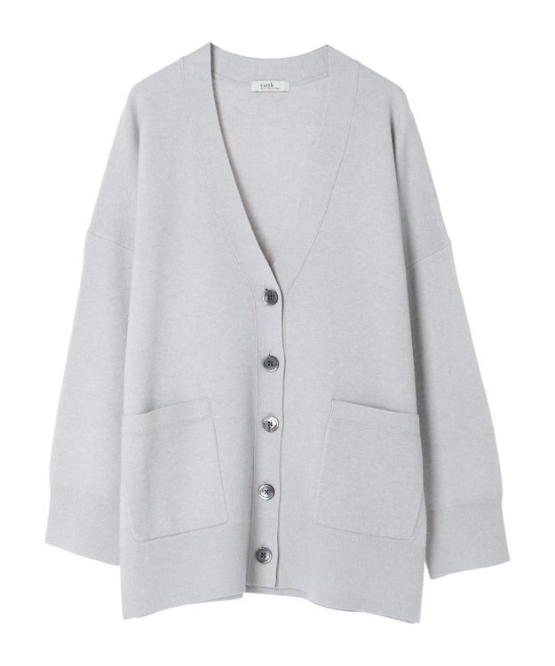 earth music&ecology やわらかタッチＶネックカーディガン Gray Mixture