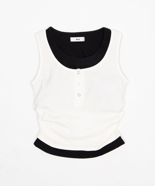 WEGO 【カップ付き】レイヤードデザインカップインタンク ホワイト