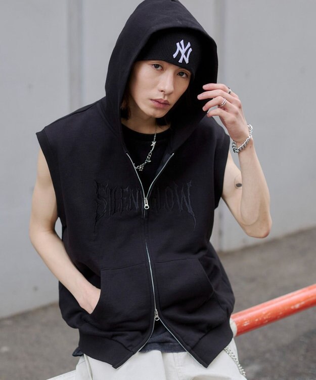 WEGO ノースリZIPパーカー ブラック