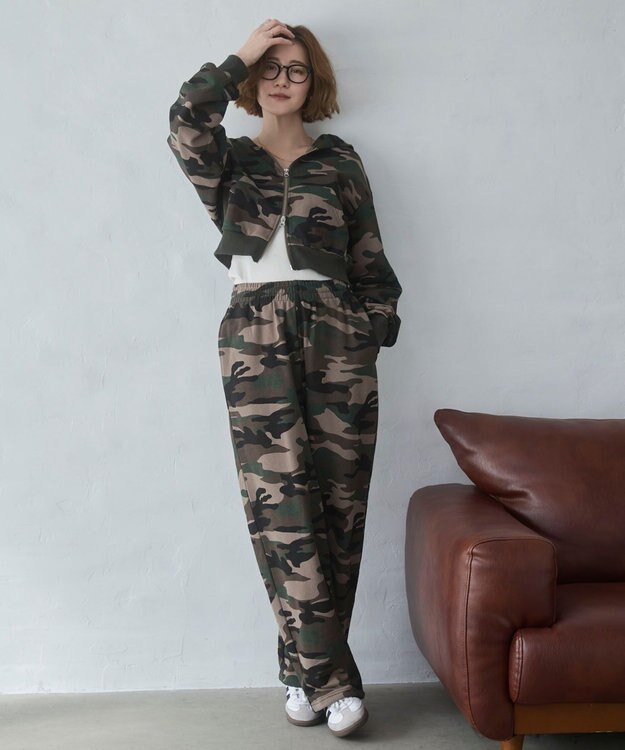 WEGO 【ウエストゴム/XSSMサイズ展開】スウェットワイドパンツ 柄1