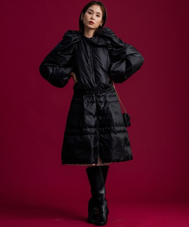 組曲 【組曲×setsuko sagittaire】2WAY シューリボンダウンコート ブラック系