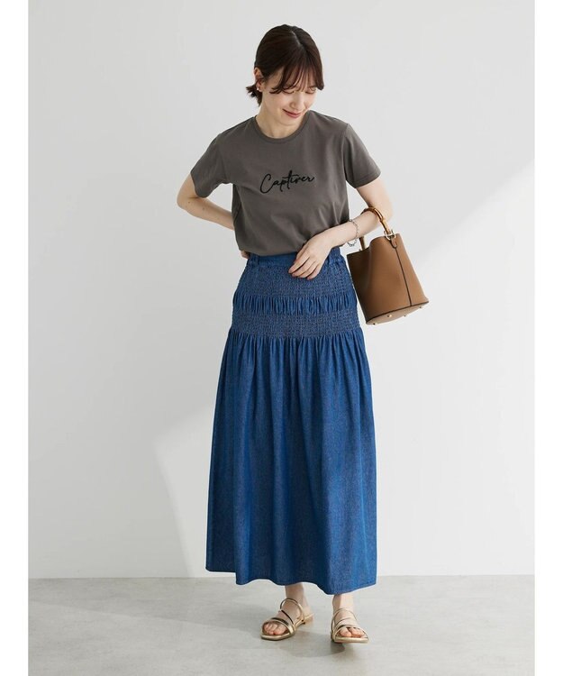 Green Parks ・Ｐｅｔｉｔ　Ｆｌｅｕｒ　ロゴ刺繍Ｔシャツ Charcoal Gray