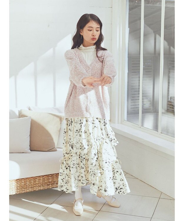 earth music&ecology ぽこぽこヤーンカーディガン Light Pink