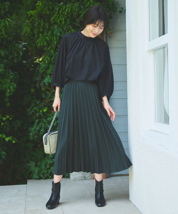 ANY 【速乾/UVカット/抗菌防臭/手洗い】エニィファンクションボリューム袖ブラウス ブラック