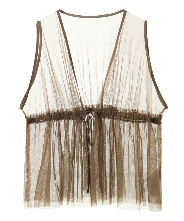 Green Parks ＳＥＴ２点　チュールベスト＋ロンＴＥＥ Gray Beige