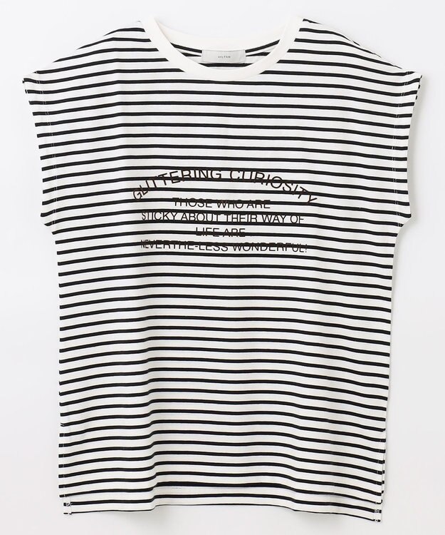 ANY L フロッキーロゴフレンチスリーブTシャツ ボーダー