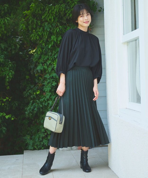 ANY 【速乾/UVカット/抗菌防臭/手洗い】エニィファンクションボリューム袖ブラウス ブラック