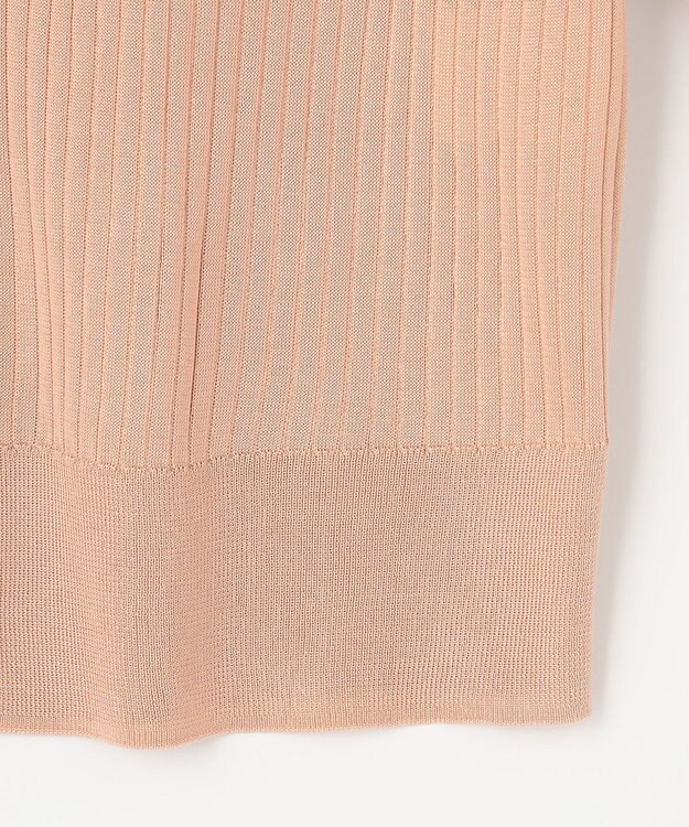 J.PRESS LADIES 【洗える・イージーケア】 SYNTHETIC BASIC ワイドリブ クルーネック カーディガン ライトオレンジ系