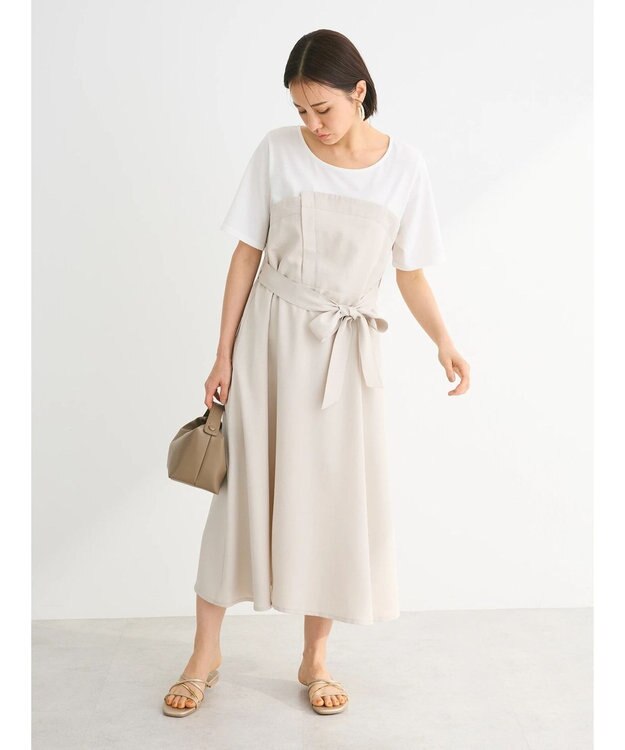 Green Parks 共ベルト付きビスチェ風ドッキングワンピース Light Beige