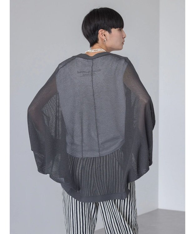 AMERICAN HOLIC ニュアンスメッシュニットカーディガン Charcoal Gray