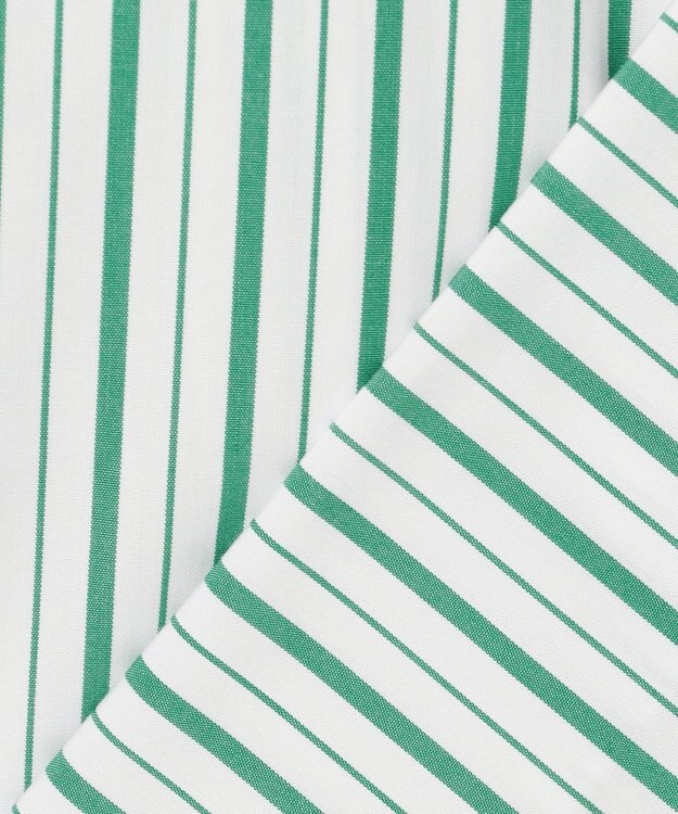 UNFILO フリルネック ブラウス グリーンストライプ