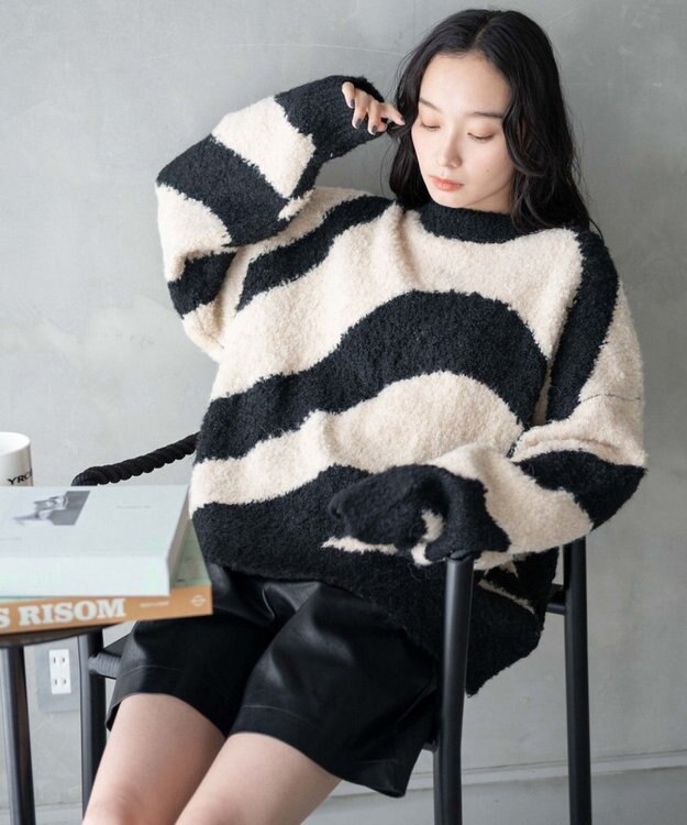 WEGO 幾何学柄ニットプルオーバー 柄1