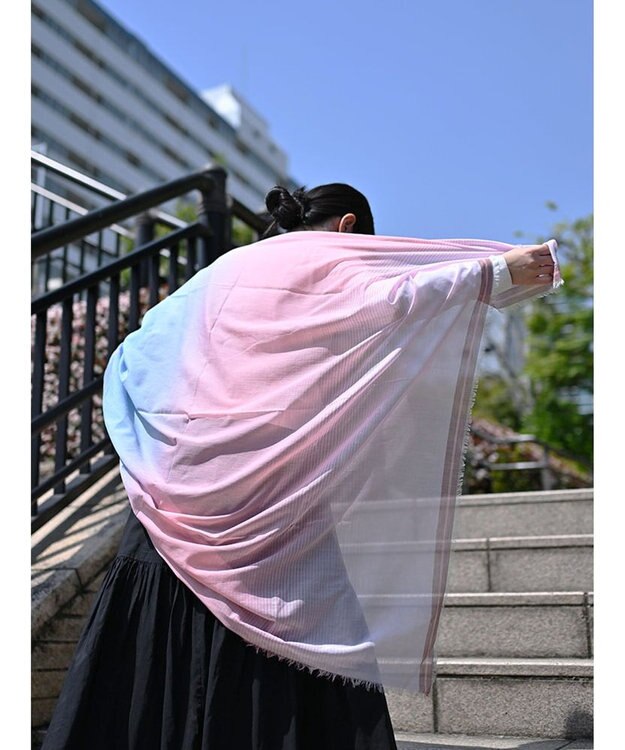 POLS 播州織 極細コットンストール ピンク
