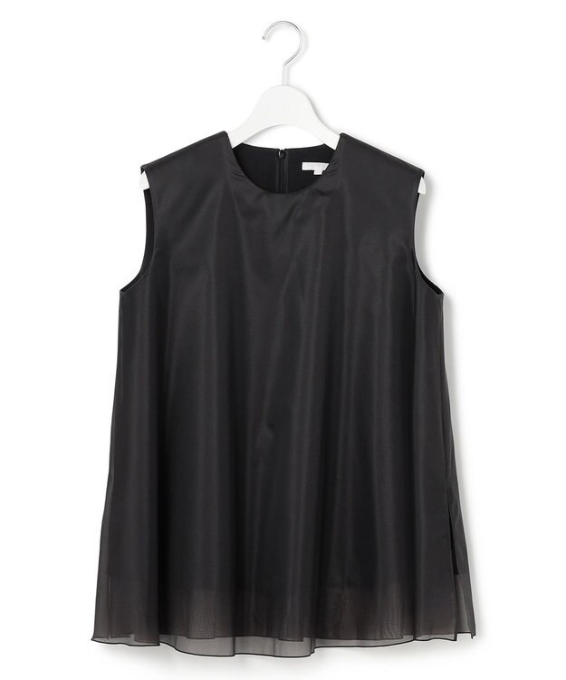 23区 【R(アール)】ライトダブルクロス オーガンジー コンビブラウス ブラック系