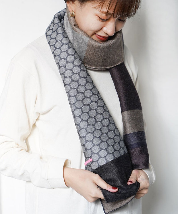 POLS ウールジャカードストール グレイ