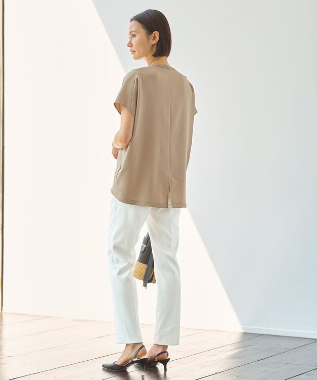 自由区 【洗える・XSサイズあり】ハイブリットレーヨンアムンゼン ブラウス カーキ系